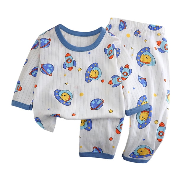 Odeerbi 1-6 Años Niños Niñas Pijama de Verano de Algodón de Manga Larga Conjunto de Pantalones Con Estampado Suave Ropa de Dormir Conjuntos de Pijama de Dos Piezas