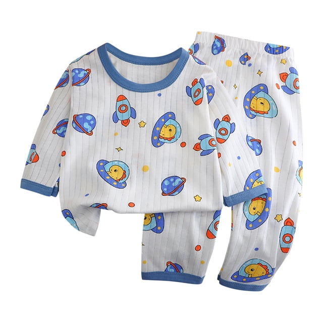 Odeerbi 1-6 Años Niños Niñas Pijama de Verano de Algodón de Manga Larga Conjunto de Pantalones Con Estampado Suave Ropa de Dormir Conjuntos de Pijama de Dos Piezas