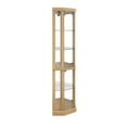 thumbnail image 2 of FFZ Corner Lighted Glass Curio Cabinet Display Case For Antique Collection Wine Bar Light Oak, 2 of 2