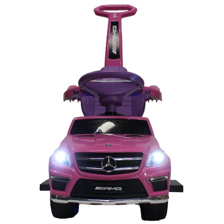 Pink Pouch - Luxury Mercedes GL63 Kids Convertible Ride-On Push-Car and Rocking Chair includes Leather Seat, Aux Plug-in | Pink