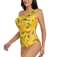 thumbnail image 2 of Haiem Yellow Limes Women's One Piece Swimsuits Tummy Control One Shoulder Bathing Suits Ruffle Swimwear-Medium, 2 of 8