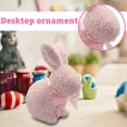 thumbnail image 4 of Shiny Flocked Foam Bunny Figurines Easter Glitter Flocked Bunny Table Decor Spring Rabbit Figurines with Bow Tie for Home Office Indoor Party, 4 of 6