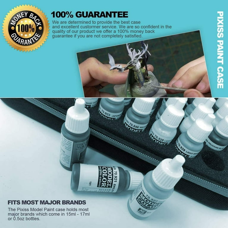 Pixiss Model Paint Storage Case for Testors Paints Holds 60 Bottles with 6  Fine Detail Miniatures Paint Brushes Paint Not Included