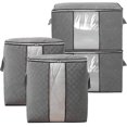 thumbnail image 1 of 4 bolsas de almacenamiento de gran capacidad para edredones y colchas, funda de tela no tejida para guardar ropa (2 tamaños, gris), 1 of 5
