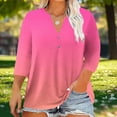 thumbnail image 2 of Women's Plus Size V Neck 3 4 Sleeve Blouse Tops Shirts Tunics Loose Fit Floral Print Casual Daily Wear Business Office Vacation Fashion Essential Gift for Women | Sopatenor,Hot Pink XL, 2 of 8