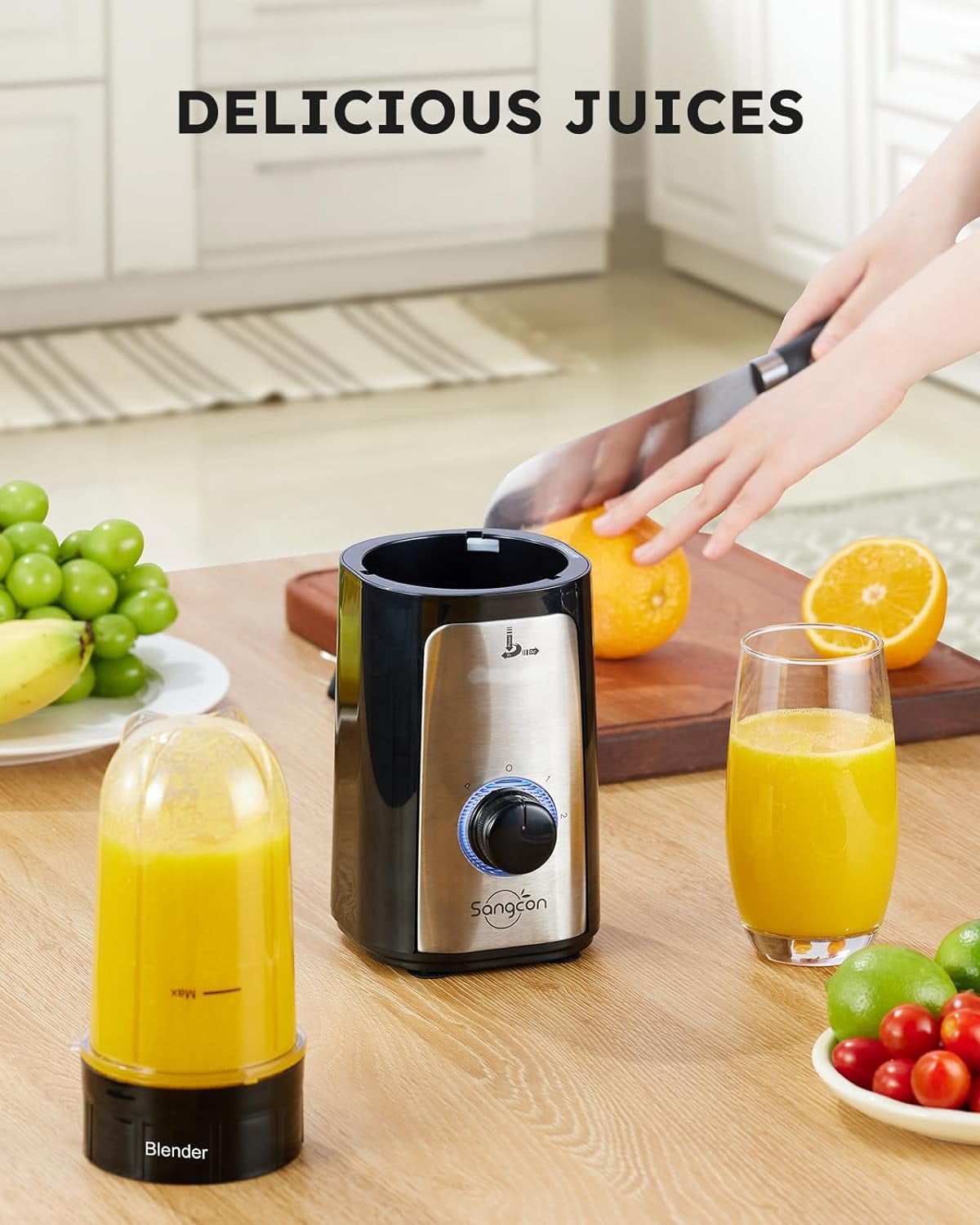 5-in-1 Blender and Food Processor Combo with 350W Motor, 4 Cups & 3 Blades for Meat, Smoothies, Shakes