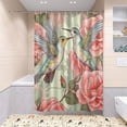 thumbnail image 3 of Shower Curtain Set 4 Piece for Bathroom Decoration, Flowers and Birds Bathroom Sets with 1 Fabric Shower Curtain and 3 Non-Slip Bathroom Rugs Accessories with Hooks, 3 of 8