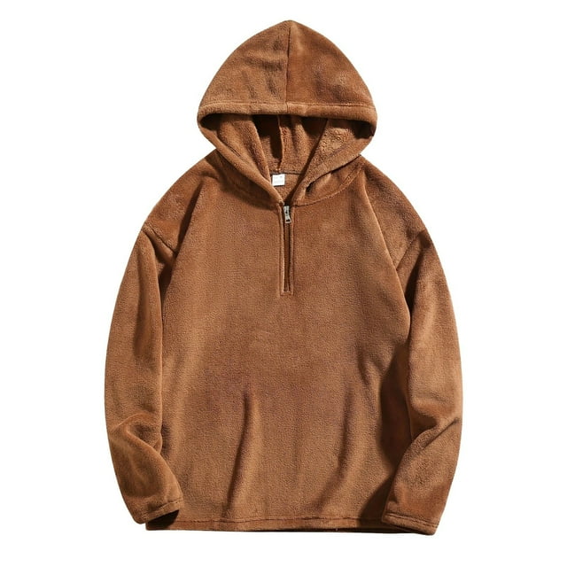MHFRRA Sudadera con Capucha para Hombre, Cálida, de Invierno, con Cremallera, Informal, Cómoda, Suave y Acogedora, Chaqueta Deportiva para Exteriores Café