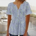 thumbnail image 2 of Womens Printed V-neck Button Up Short Seeved Top, 2 of 3