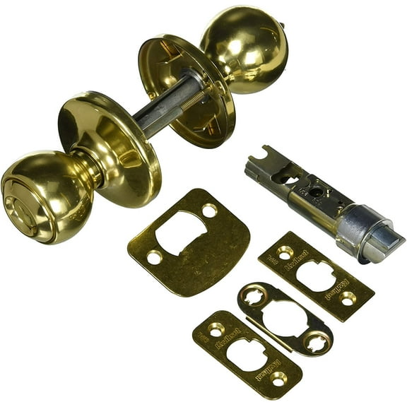 Kwikset Security Polo Entry Lockset - Adjustable Brass Finish - Polished Brass