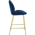 thumbnail image 3 of Modway Scoop Gold Stainless Steel Leg Performance Velvet Counter Stool in Navy, 3 of 6