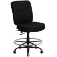 thumbnail image 1 of Chaise de dessinateur Big & Tall de la série HERCULES, en tissu noir pour supporter jusqu'à 400 lb avec dossier rectangulaire, 1 of 5