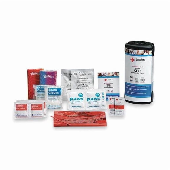 CPR Responder Pack, Plastic Box, 20 Components, 1 People Served