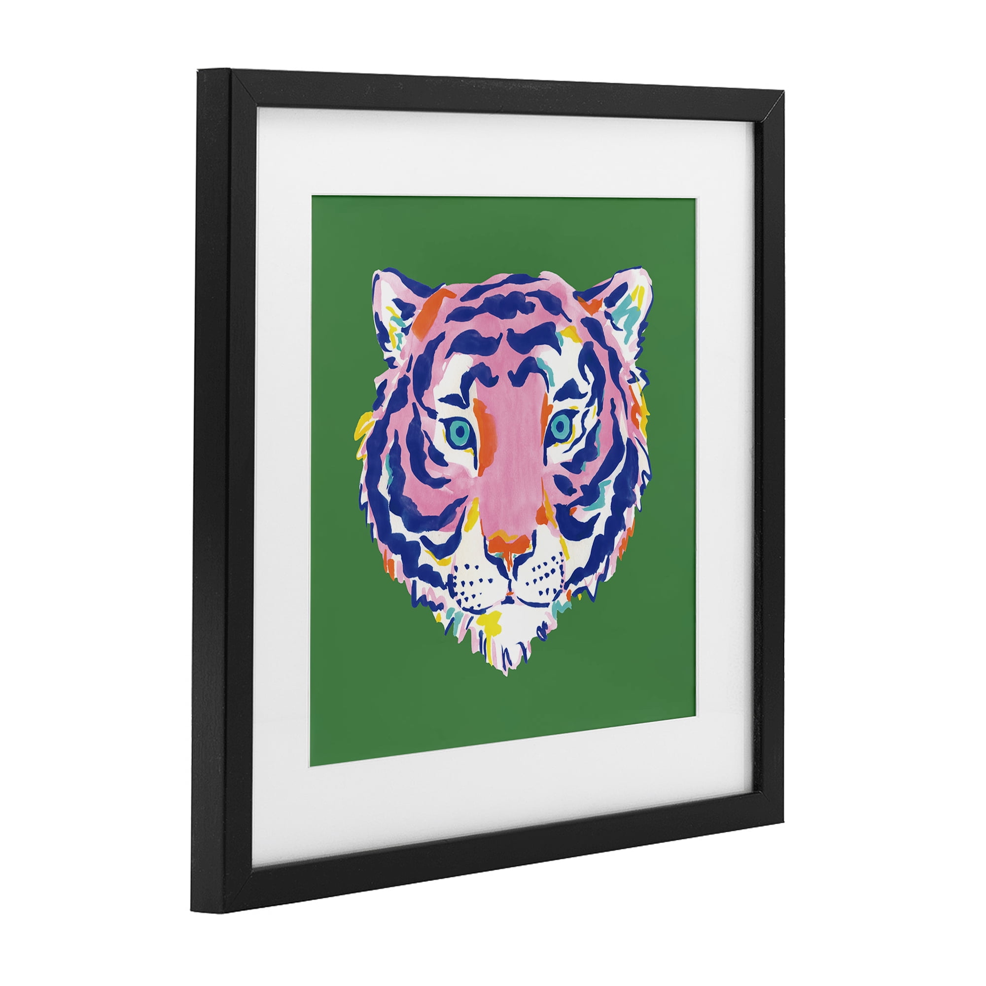 Stupell Industries Exotic Boho Tiger Face Black Framed Print Under Glass, design by Karolina Sato