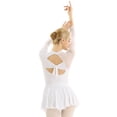 thumbnail image 4 of Xnihocha Women Figure Ice Skating Dress Long Sleeve Shiny Rhinestone Roller Skating Lyrical Dance Costume White Small, 4 of 7