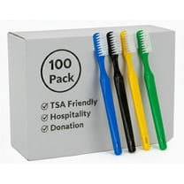 100 Pack Regular Soft Bristle Toothbrushes in Assorted Colors - Hospitality, Hotel, Homeless Shelter, Donation, Charity Drive, Disaster Relief Supplies - 100 Brushes