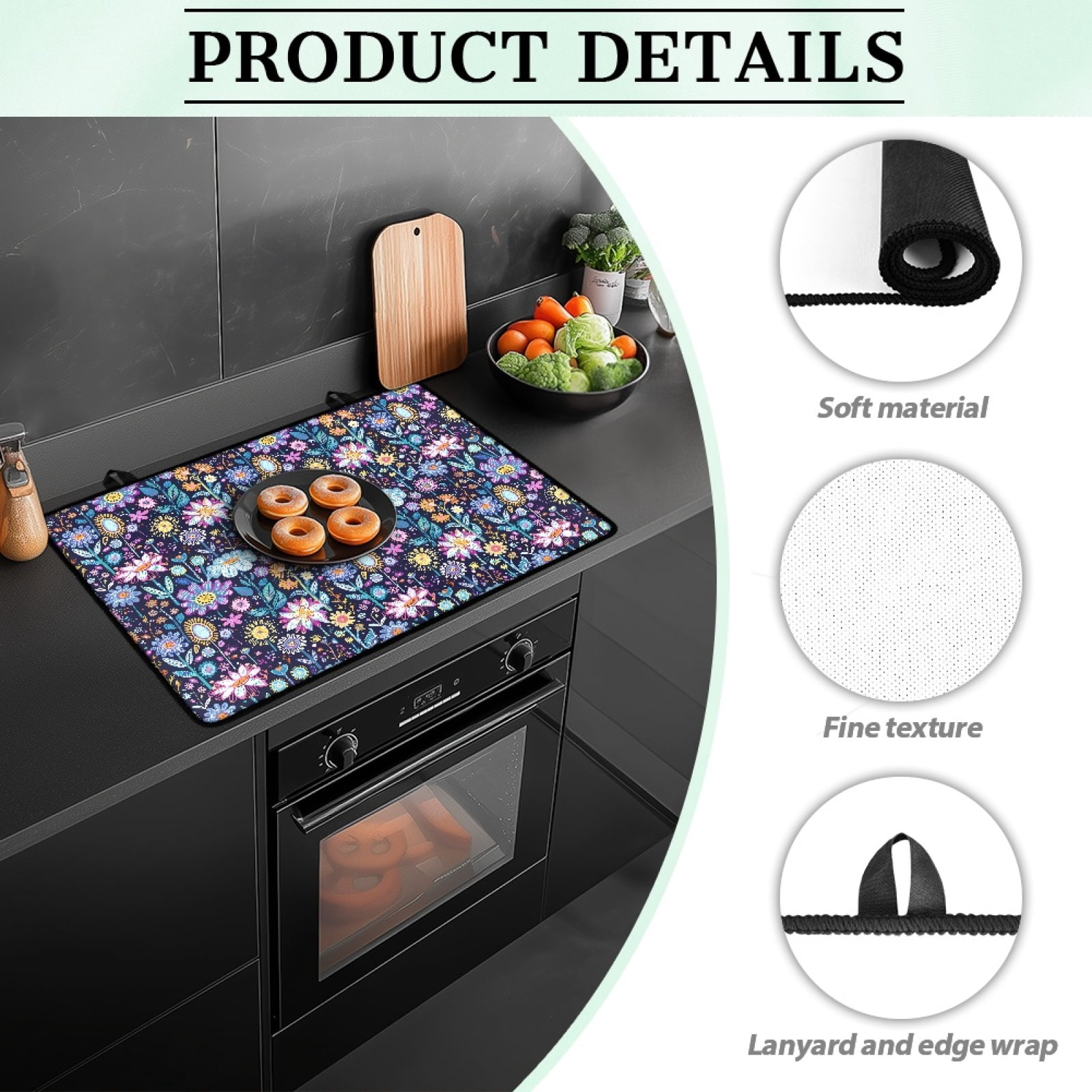 Renewold Stove Cover Glass Stove Top Cover Protector Heat Resistant Non-slip Stove Burner Cover Prevent Scratching Cooktop Mat for Kitchen Counter, Hippie Flower Lotus Violet