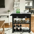 thumbnail image 3 of Costway Rolling Kitchen Island Trolley Cart Stainless Steel Flip Tabletop W/ Drawer Brown, 3 of 11