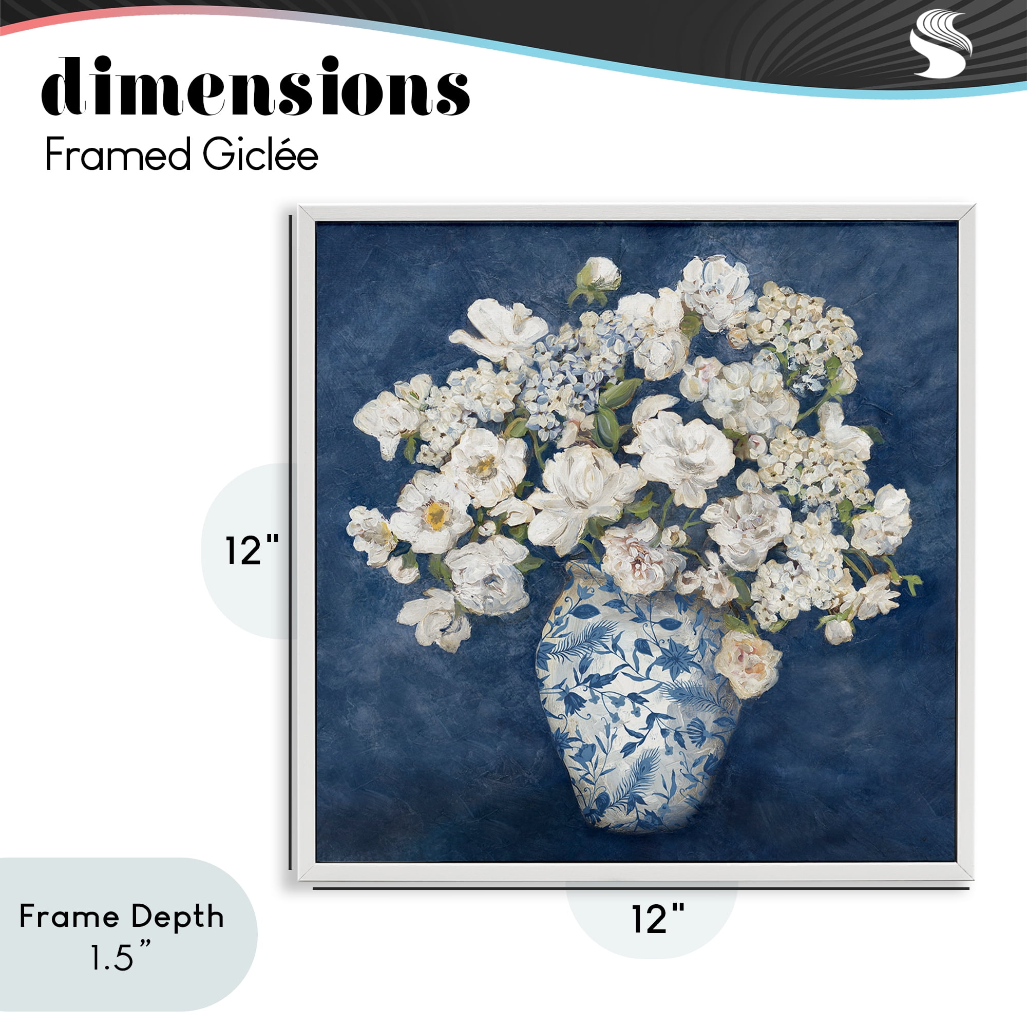 Stupell Industries Classic Blue Chinoiserie Vase White Framed Giclee Art, design by Charlene Olson