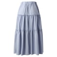 thumbnail image 5 of Riforla Skirts for Women Elastic High Waist Boho Maxi Skirt Ruffle A Line Swing Long Skirts for Summer Casual and Flowy Maxi Skirts for Women Sky Blue_002 XL, 5 of 8