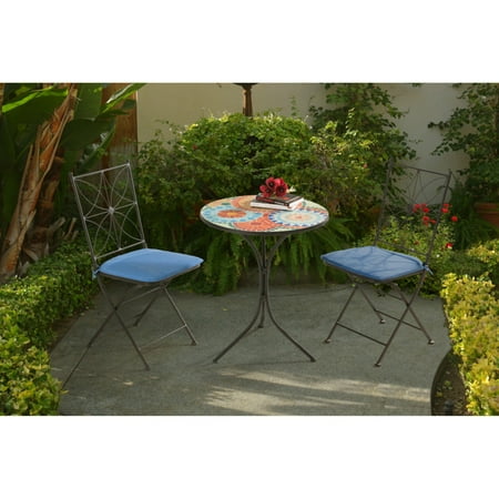 SunNest Poppy Multicolor Mosaic 3 Piece Patio Bistro Set