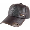 thumbnail image 1 of Genuine Leather Baseball Cap, Winter Hat With Fleece Lining and Adjustable Buckle, for Outdoor Activities, B, 1 of 1