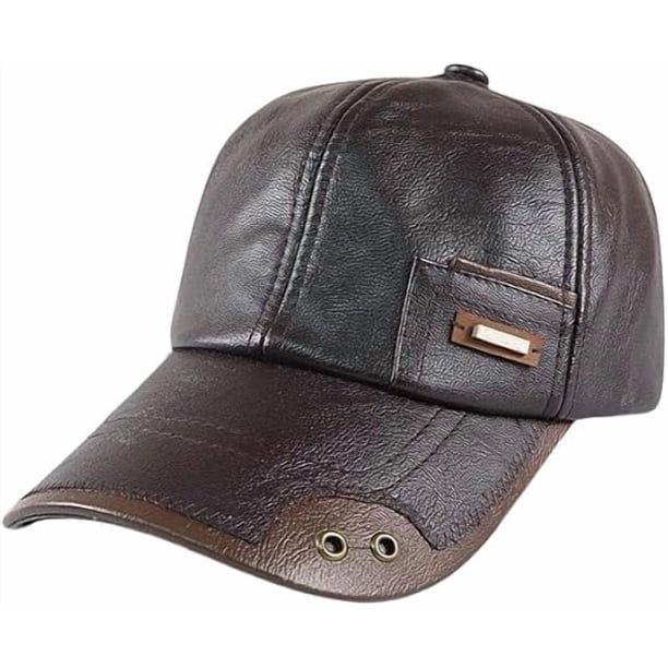 Gorras de béisbol de cuero cálido 2026 para hombre, con forro polar, ajustables, para otoño e invierno, para exteriores.