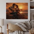 thumbnail image 2 of Designart "love Couple Playing Guitar At Sunset" Romantic Landscape Print on Natural Pine Wood, 2 of 5