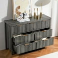 thumbnail image 6 of OAKHAM 7 Drawer Dresser, Fluted Wide Chest of Drawers for Bedroom Living Room, Midnight Oak, 6 of 7