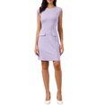 thumbnail image 2 of INSPIRE CHIC Plaid Dress for Women's Sleeveless Boat Neck Vintage Houndstooth Work Dresses L Purple, 2 of 6