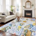 thumbnail image 5 of Coastal Summer Area Rug 5x7 Washable Rug Non Slip Blue Farmhouse Lemon Hats Car Floral Large Area Rug Soft Stainresistant Indoor Floor Carpet for Living Room Bedroom Home Office Dining Room Nursery, 5 of 9