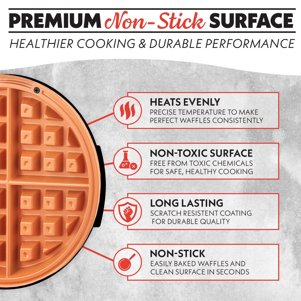Gourmia Belgian Waffle Maker Adjustable Browning, PFAS-Free Nonstick Plates, Stainless Steel