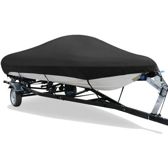 Waterproof Boat Cover, Heavy Duty 210D Marine Grade Trailerable Bass Boat Covers, Durable and Tear Proof, All-Weather Outdoor Protection
