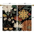 thumbnail image 6 of Boho Floral Kitchen Curtains 39 inch Length, Bohemia Short Curtains for Small Window Cafe Store Kitchen Bathroom, Black Country Rod Pocket Drapes, 2 Panels, 26x39, 6 of 6