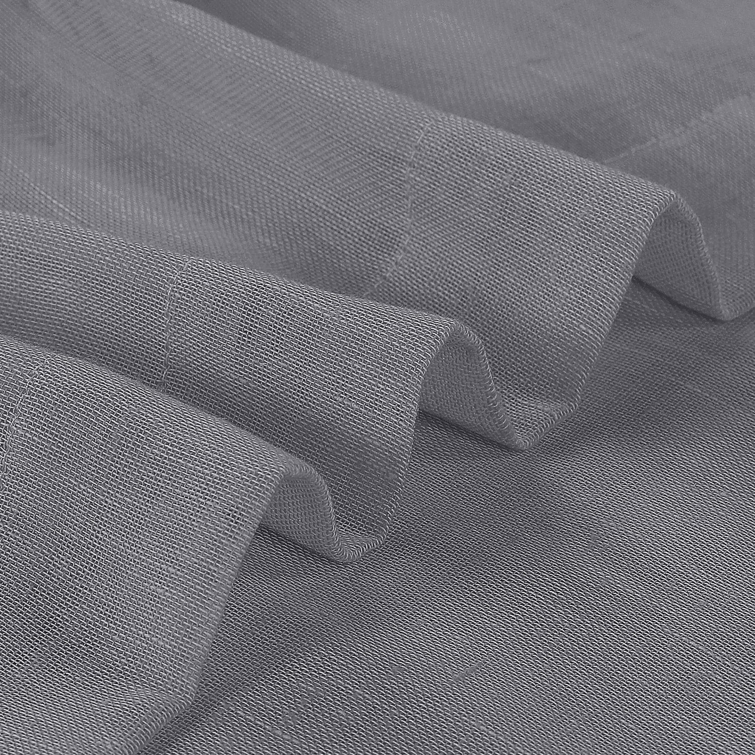 PrimeBeau Semi Sheer Grommet Curtains, Light Filtering Linen Blend, 52 x 84 inch, 2 Panel Set, Dove