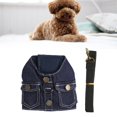 thumbnail image 4 of Dog Denim Harness Jacket, Breathable Mesh Tight Fit Soft Dog  Jacket Harness For Cat Small Dogs, 4 of 8