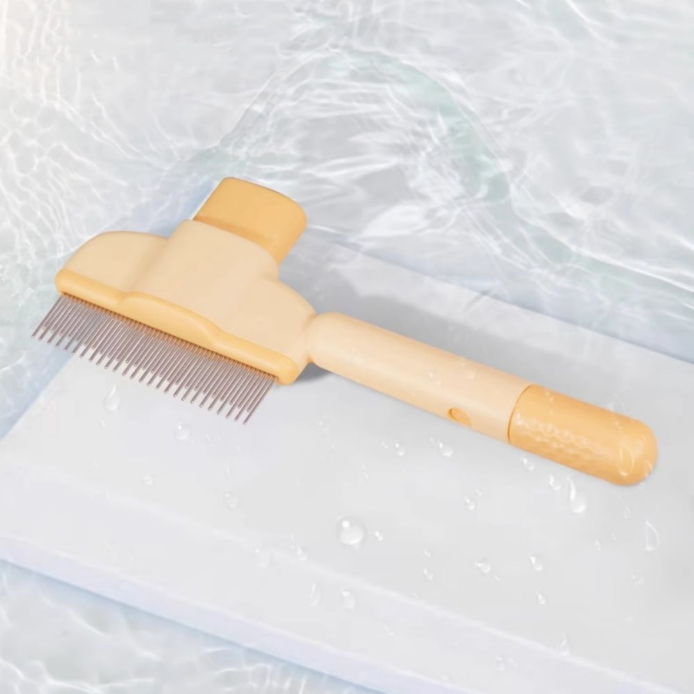 Self-Cleaning Pet Grooming Comb - 1-Button Hair Release Brush with Stainless Steel Teeth for Cats & Dogs