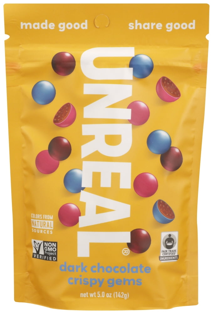 Unreal Crispy Quinoa Chocolate Gems Dark Chocolate, 5 oz