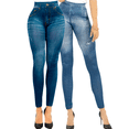 thumbnail image 1 of Pack de 2 Leggins Mujer Unitalla Mezclilla Faja Alta Estilo Pantalón Mezclilla Jegging Tiro Alto, Mallon licra Cómodos Elásticos, 1 of 4