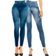 thumbnail image 1 of Pack de 2 Leggins Mujer Unitalla Mezclilla Faja Alta Estilo Pantalón Mezclilla Jegging Tiro Alto, Mallon licra Cómodos Elásticos, 1 of 4