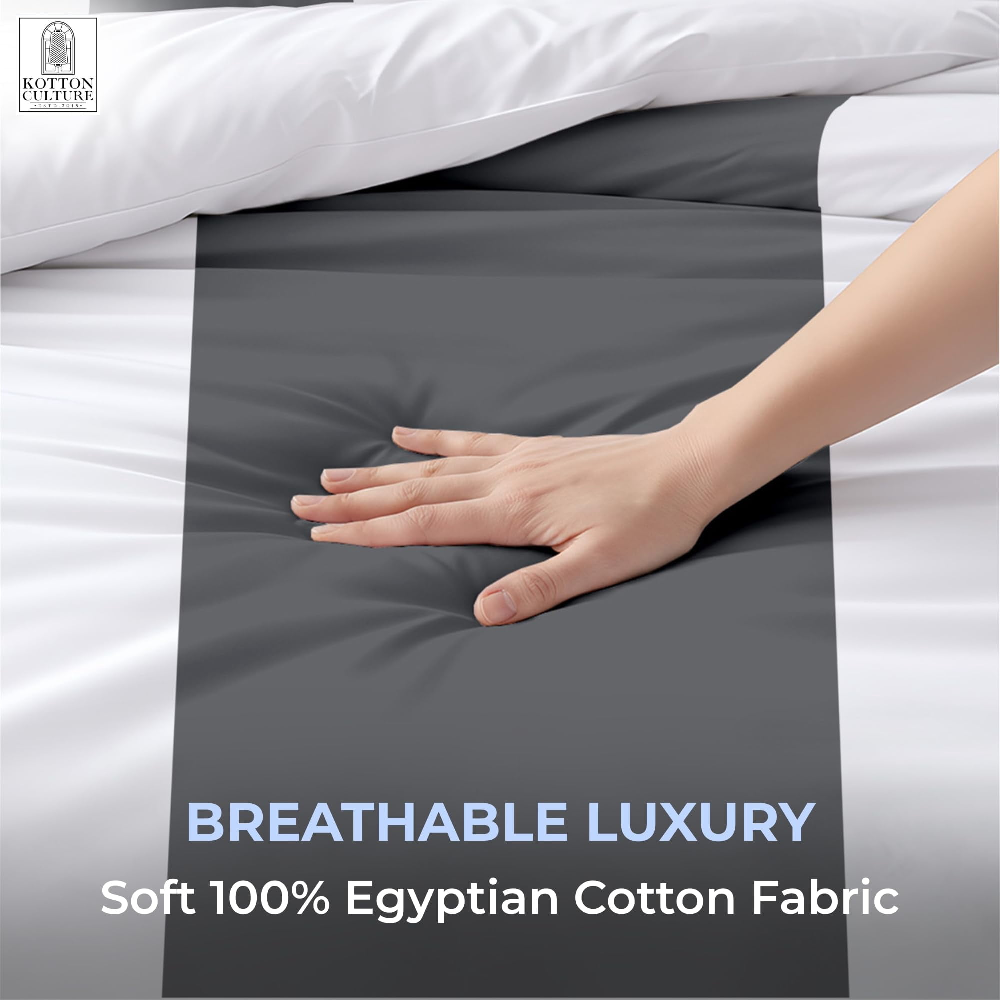 Kotton Culture 1 Pc Queen Size Duvet Cover Only -100% Egyptian Cotton 600 TC Ultra Soft Premium Durable Comforter Cover Zipper Closure & Corner Ties (Speared White, Queen/Full 90" X 90")