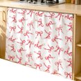 thumbnail image 2 of Pink Bow Ribbon Cabinet Curtain 35"Wx35"L, Dustproof Under Sink Skirt with Self Adhesive Tape, Vintage Modern Art Bowknot Cabinet Curtain Cover for Kitchen Sink, Bathroom Vanity, Laundry Room, 2 of 9