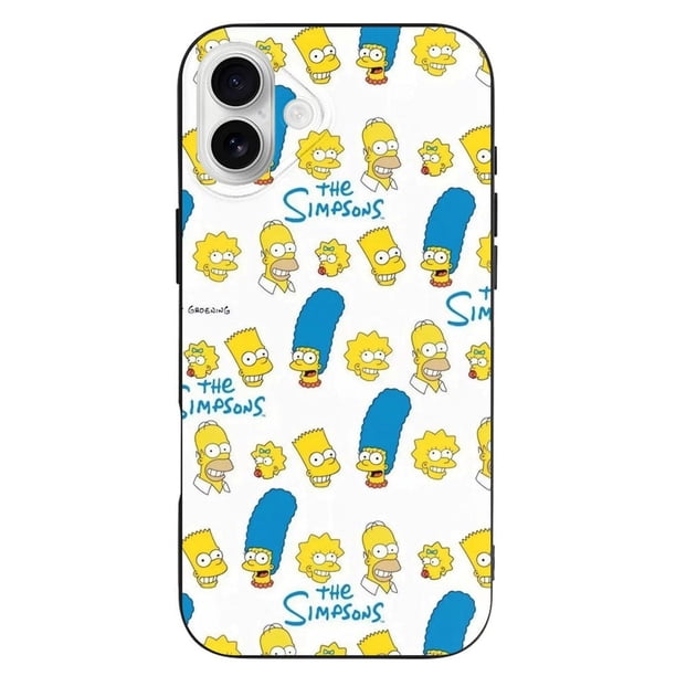 Funda Simpson de TPU para iPhone 16 Plus: ultrafina, a prueba de golpes, antiamarilleo, resistente a arañazos, compatible con carga inalámbrica, agarre mejorado, estilo negro.