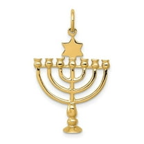 Auriga Fine Jewelry 14K Yellow Gold Menorah Charm Pendant for Women (L-32 mm,W-20 mm)