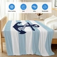 thumbnail image 4 of Aqua Stripe Nautical Cooling Blanket,Lightweight Breathable Summer Throw Blanket with Double Sided Cold Effect,Navy Blue Anchor Summer Coastal Picnic Blankets Bed Sheet for Hot Sleepers 60"x80", 4 of 8