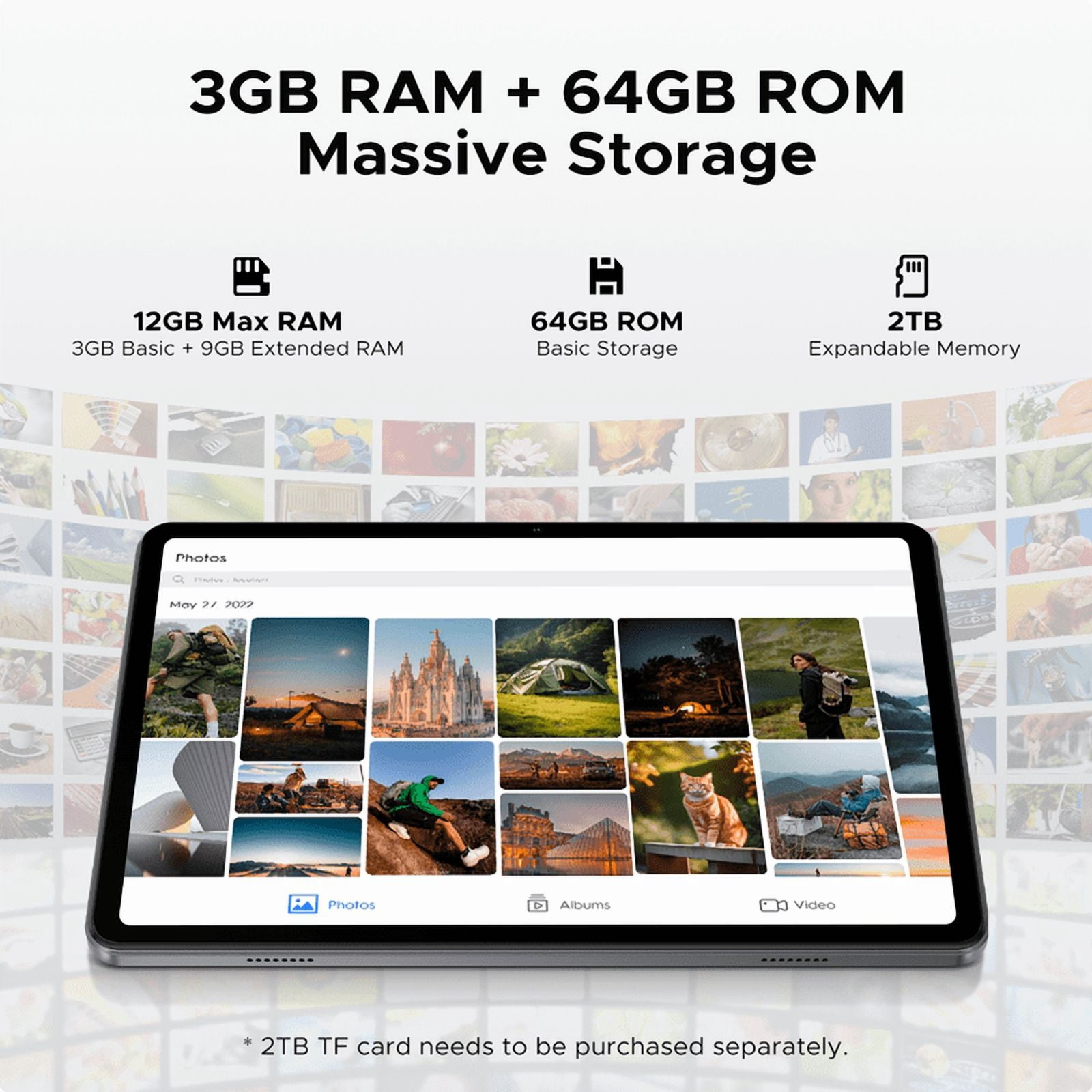 DOOGEE Tab A9 Android Tablet,10 inch Tablet,Octa-core Android 15 Tablets,6580mAh Battery,12GB+64GB,Unisoc T310 Quad Core Tablets,OTG,8MP+5MP,Face Unlock,Gray