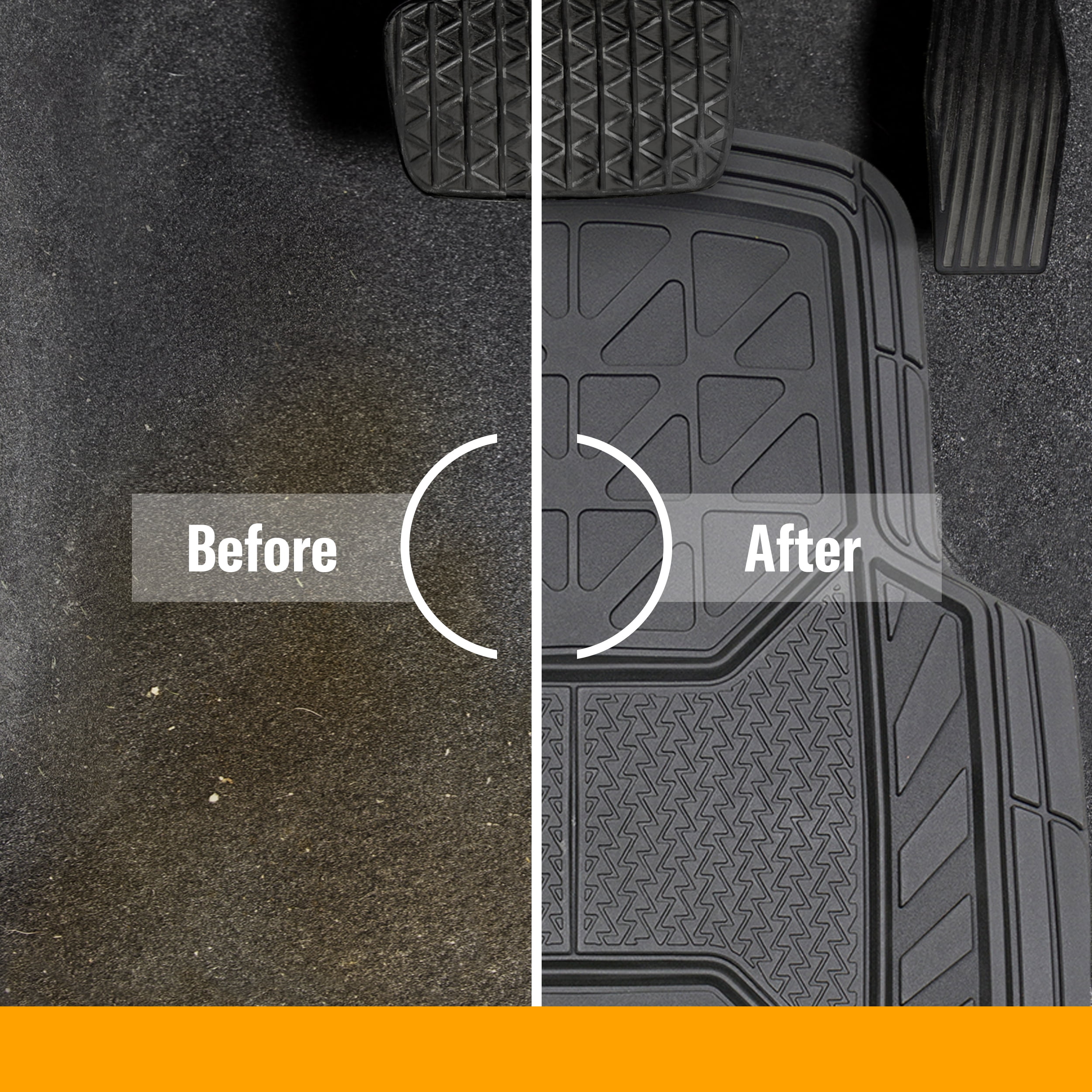 Armor All 4 Piece All Weather Rubber Floor Mats Trim to Fit, Black 79960WDC