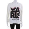 Pre-owned|Karl Lagerfeld Womens Graphic Crew Neck Sweatshirt White Cotton Size Medium