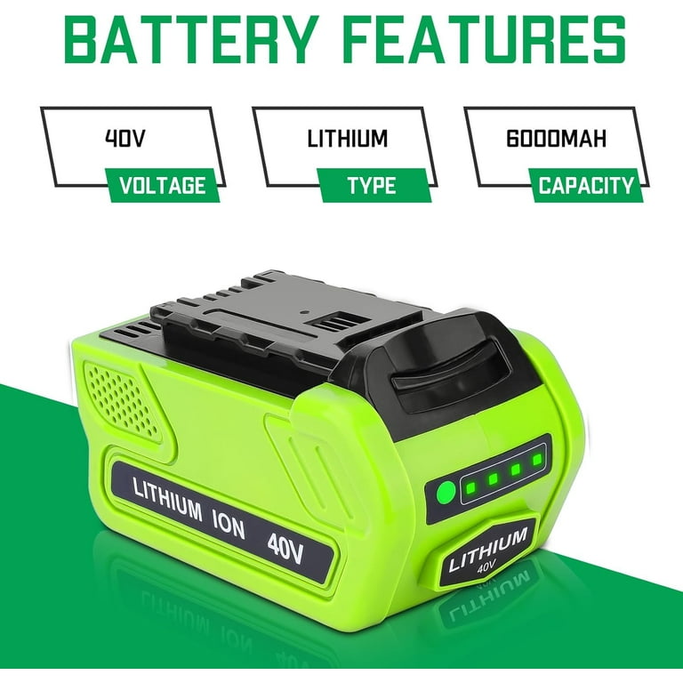 2Pack 6000mAh 40V Replacement for GreenWorks 40V Battery 29472 