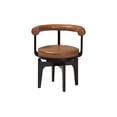 thumbnail image 2 of Baxton Studio Delacruz Swivel Dining Chair - Round Open Back Accent Chair with Faux Leather Upholstery, Modern Contemporary Seating for Kitchen or Dining Room, 2 of 3